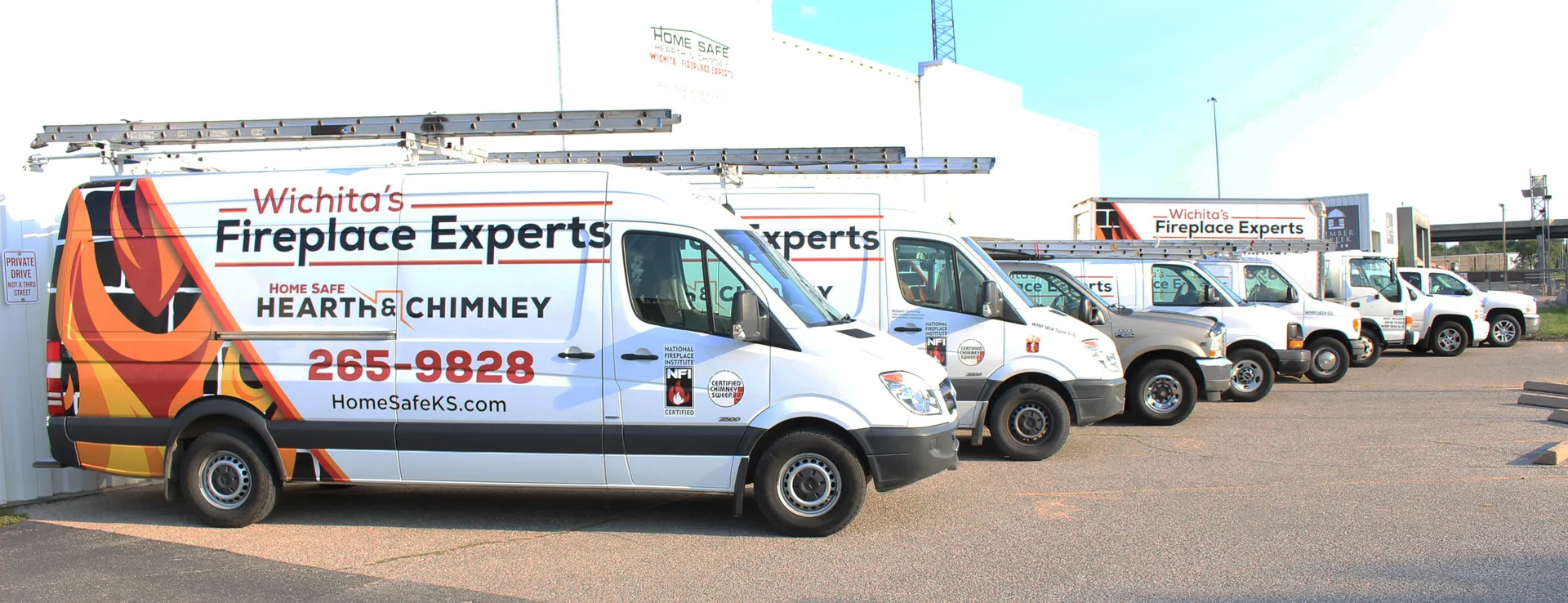 The Home Safe Hearth and Chimney fleet of service vehicles